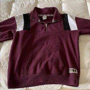 Burgundy PINK quarter zip sweatshirt